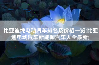 比亚迪纯电动汽车排名及价格一览(比亚迪电动汽车新能源汽车大全最新)
